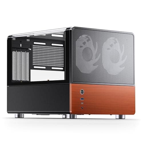 Jonsbo V12 PC-Gehäuse Mini-Tower Micro-ATX mit Tempered Glass, Holzfront und vorinstallierten Lüftern – schwarz Bild 2