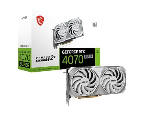 MSI GeForce RTX 4070 SUPER 12G Ventus 2X White OC Grafikkarte - NVIDIA RTX 4070 GPU, 12GB GDDR6X (21Gbits / 192 bit), PCIe 4.0-2X TORX Fan 4.0, HDMI 2.1a, DisplayPort 1.4a
