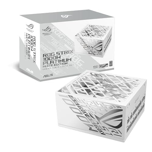 ASUS ROG Strix 1000W Platinum White Gaming Netzteil (Vollmodulares ATX Netzteil, GPU-FIRST, 80 PLUS Platin, Cybenetics Platinum Zertifizierung, GaN-MOSFET, ATX 3.1, PCIE 5.1, 12V-2x6 Connector, Weiß)