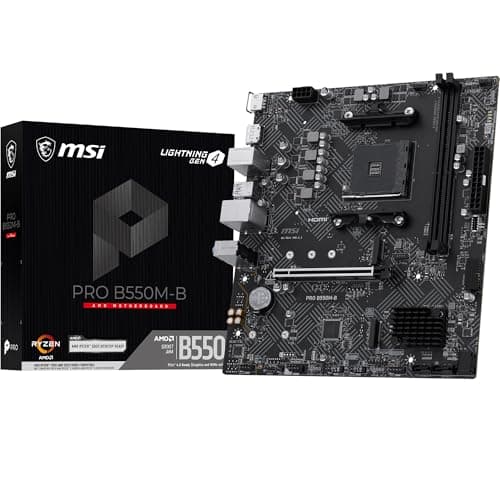 MSI PRO B550M-B Mainboard, mATX - Unterstützt AMD Ryzen 5000/5000 G-Series, 4000 G-Series, 3000/3000 G-Series Desktop Prozessoren, AM4 - DDR4 Memory Boost (bis zu 4600+ MT/s OC), PCIe 4.0 x16, M.2 Bild 2
