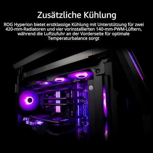 ASUS ROG Hyperion GR701 BTF Edition E-ATX Gaming Gehäuse (unterstützt Mainboards mit versteckten Anschlüssen, 420 mm Dual-Radiator-Unterstützung, 4x 140 mm-Lüfter, ARGB-Lüfter-Hub, 60W-Schnellladung) Bild 8