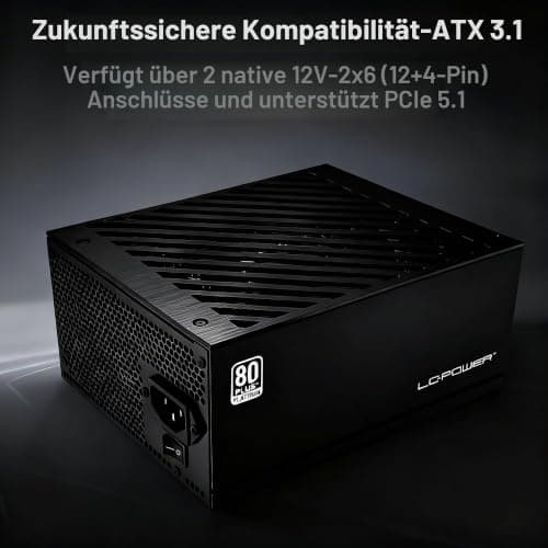 LC-POWER LC1200P2-V3.1 Platinum Pro 1200W PC Netzteil/PSU ATX 3.1 | 80 Plus Platinum | 135mm Lüfter | 10 Jahre Garantie (Schwarz) Bild 6
