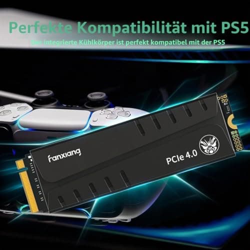 fanxiang M2 SSD 500GB Nvme M.2 2280 Interne SSD Festplatte PCIe 4.0 DRAM mit Kühlkörper, 7300MB/s Lesen, 3700MB/s Schreiben, für Gaming, Programme, Videoschnitt (S770) Bild 6