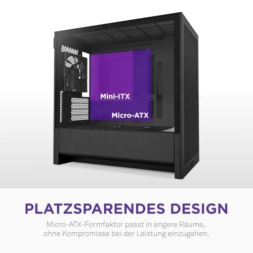 NZXT H3 Flow – Micro-ATX PC-Gehäuse nur für mATX & Mini-ITX Mainboards – Optimierter Luftstrom – Inklusive 1 x 120mm Lüfter hinten – Unterstützt Full-Size-GPUs – Schwarz Schwarz Flow Bild 6