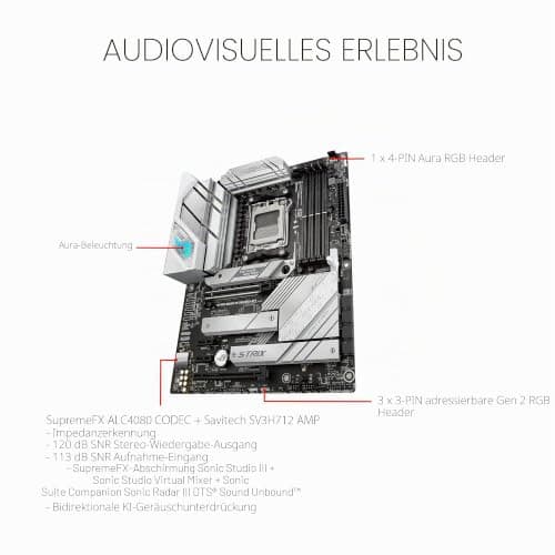 ASUS ROG Strix B650E-A Gaming WiFi Mainboard Sockel AMD AM5 (12+2 Power Stages, USB 3.2 Gen 2x2 Typ-C, PCIe 5.0, Q-Release, WiFi 6E, Aura Sync) + 5 7600X Processor 4.7 GHz 32 MB L3 Box ROG STRIX B650E + 5 7600X Processor Bild 8