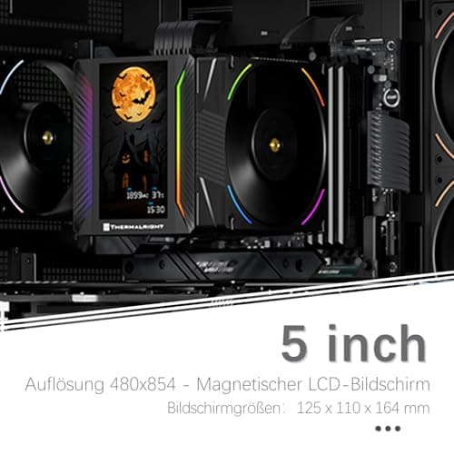 TR-Thermalright Peerless Assassin 120 Vision MAX ARGB Black CPU-Kühler, Dual-Tower-Design mit 6 Heatpipes und 5 Zoll IPS-Display, zwei 120mm PWM-Lüfter, für AM5/AM4 und Intel LGA1851/1700/115x/1200 Bild 6