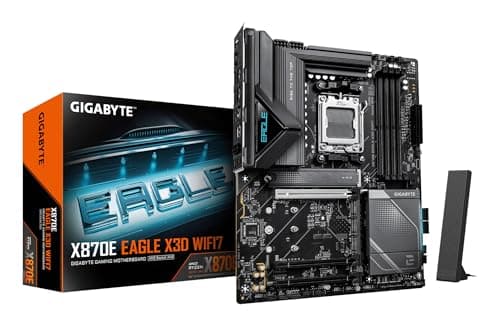 GIGABYTE X870E Eagle X3D WIFI7 Mainboard – Unterstützt AMD Ryzen 9000 CPUs, digitales 14+2+2-Phasen-VRM, bis zu 9000 Hz DDR5 (OC), 1× PCIe 5.0 + 3× PCIe 4.0, Wi-Fi 7, 5-GbE-LAN, USB 4