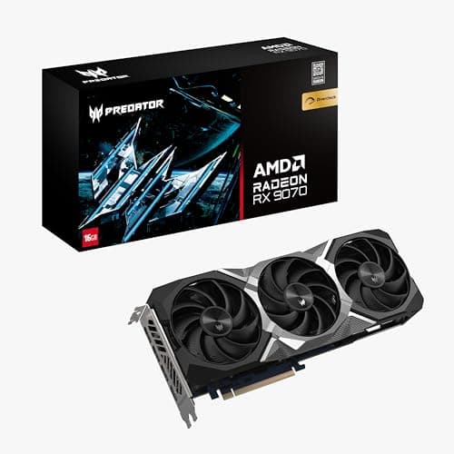 Acer Predator BiFrost Radeon RX 9070 OC - AMD Grafikkarte (16 GDDR6, 256 Bit, PCIe 5.0 x16, 1x HDMI 2.1a 3X DP 2.1) 3X FrostBlade 4.0, 2x8 pin, Slot Space: 2.6
