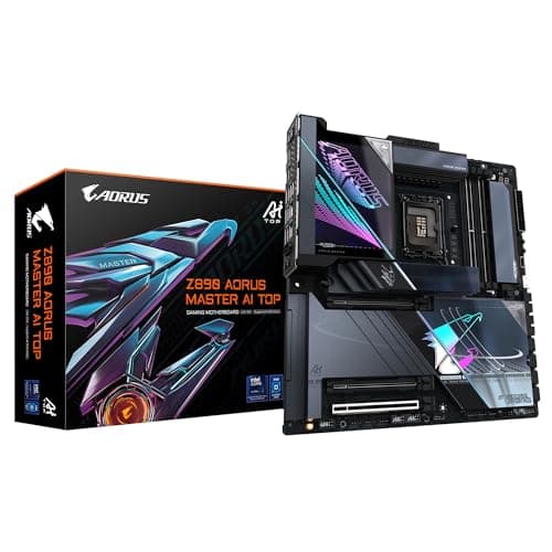 GIGABYTE Z890 AORUS Master AI TOP Motherboard - Unterstützt Intel Core Ultra (Serie 2) CPUs, 20+1+2 Phasen VRM, bis zu 9500MHz DDR5 (OC), PCIe 5.0 M.2, Wi-Fi 7, Thunderbolt 4