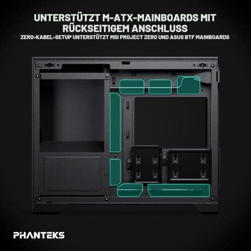 Phanteks XT V3 Mini-Tower PC-Gehäuse Schwarz – Kompaktes Micro-ATX Case mit Tempered Glass, Unterstützung für 360mm Radiator & 430mm Grafikkarten – mit 3X 120mm RGB Lüftern Bild 8