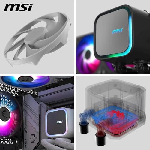 MSI MAG CORELIQUID A13 360 WHITE AIO CPU-Wasserskühler - Volle CPU-Abdeckung, verbessertes Wasserkanal-Design, CycloBlade 7, Split-Flow Radiator, Rifle-Lager Bild 8