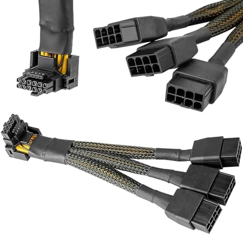 16 AWG PCIE 5.0 12VHPWR 600W 3x8 Pin auf 16Pin (12+4Pin) 90 Grad rechtwinkliges Adapterkabel für Grafikkarte RTX 4090 4080 3090TI 4070Ti (Typ A) Bild 2