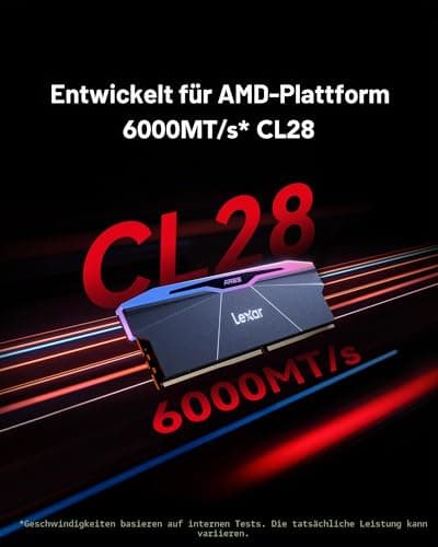 Lexar RGB DDR5 RAM 32GB Kit (2x16GB) 6000MHz CL28, 288-Pin UDIMM Desktop Memory, Hochleistungs-PC-Gaming-Computerspeicher für AMD EXPO, KI, DRAM, unterstützt von SK hynix, CL28-36-36-68, 1,4V Bild 4
