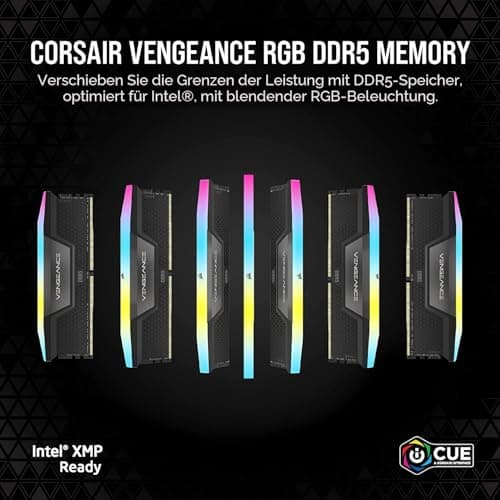 CORSAIR Vengeance RGB DDR5 RAM 32GB (2x16GB) Bis zu 6400MHz CL36 Intel XMP 3.0 Desktop-Arbeitsspeicher – Schwarz (CMH32GX5M2B6400C36) Bild 4