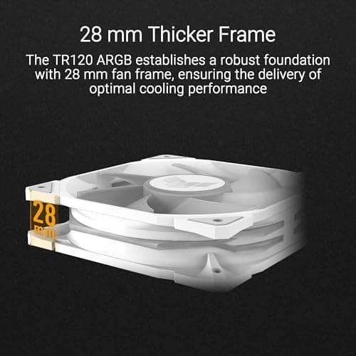 ASUS TUF Gaming TR120 ARGB Standard Blade White Gehäuselüfter Single Pack (120mm PWM PC Lüfter, 2000 RPM, 3,3 mm H2O, 77,4 CFM Luftstrom, 16 einzeln adressierbare RGB-LEDs, weiß) Bild 4