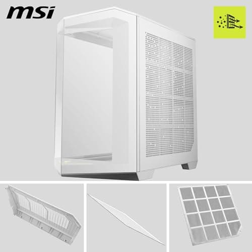 MSI MAG PANO 100R PZ Weiß ATX PC-Gehäuse - ATX-Kapazität & Back-Connect Mainboard Unterstützung, Vertikale GPU-Halterung, GPU-Halterung, Staubfilter, Doppelkammer, USB 20Gbps Typ-C Bild 6
