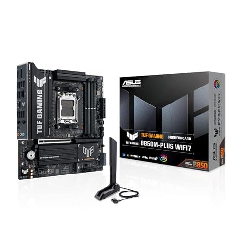 ASUS TUF Gaming B850M-PLUS WIFI7 Mainboard Sockel AMD AM5 (Micro-ATX, DDR5, PCIe 5.0, 3X M.2 Slots, Realtek 2.5Gb Ethernet, Rear USB 20Gbps Typ-C, Front USB 10Gbps Typ-C)