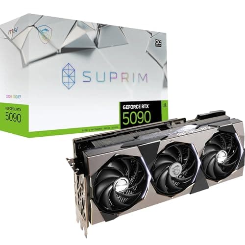MSI GeForce RTX 5090 32G SUPRIM SOC — 32GB GDDR7 (28Gbps/512-bit), PCIe 5, Boost: 2565 MHz, HDMI 2.1b, DisplayPort 2.1b