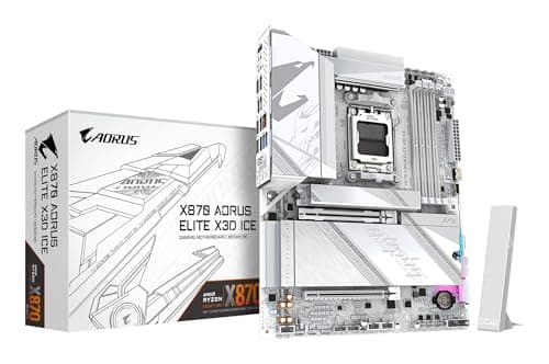GIGABYTE X870 AORUS Elite X3D Ice Mainboard - Unterstützt AMD Ryzen 9000 Prozessoren, 16+2+2 Phasen Digital-VRM, bis zu 9000Hz DDR5 (OC), 2xPCIe 5.0 + 2xPCIe 4.0, Wi-Fi 7, 2.5GbE LAN, USB 4