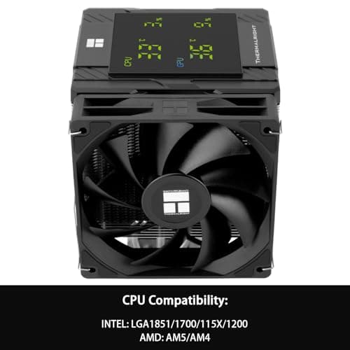 Thermalright Peerless Assassin 120 Digitaler CPU-Kühler mit 6 x 6 mm Heatpipes, magnetische Anzeigetafel, Kühlkörper-CPU-Kühler, für AM4/AM5 und Intel lga1700/1851/1150/1151/1200, Schwarz Bild 4