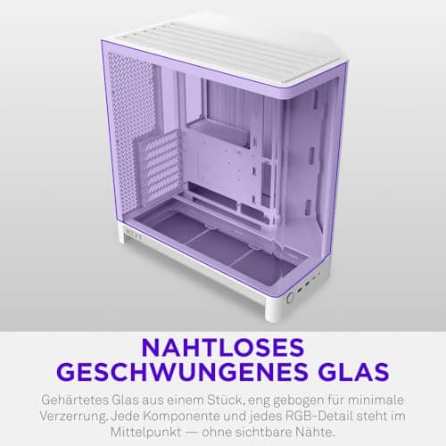 NZXT H6 Kompaktes Dual-Chamber-ATX-PC-Gehäuse - Unterstützung für 10x 120-mm-Lüfter - 360-mm-Radiator - Back-Connect-Motherboard-Ready - Nahtloses geschwungenes gehärtetes Glas - Weiß Bild 8