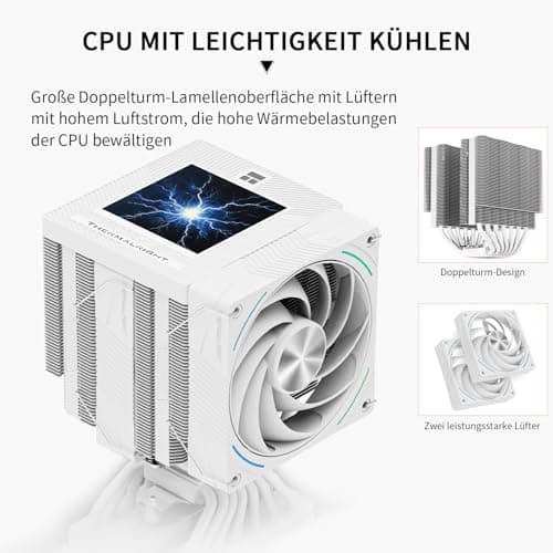 Thermalright Phantom Spirit 120 Vision Snow CPU-Kühler, PC-Kühlkörperkühler 7 Heatpipes, 3,95'' magnetischer Bildschirm mit 480x480 Auflösung, für AM4/AM5 und Intel LGA1700/1851/115x Bild 4
