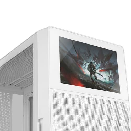NOX Xtreme Products Hummer BIOS White – ATX/Micro-ATX/ITX Midi-Tower mit 8"-LCD-Display, Front Metal Mesh, Seitenfenster aus gehärtetem Glas, Platz für 11 Lüfter, USB-C/USB 3.0, Weiß Bild 4