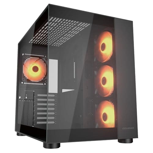 Cougar Cube Midi-Tower-Gehäuse aus gehärtetem Glas, FV150 ARGB, Schwarz