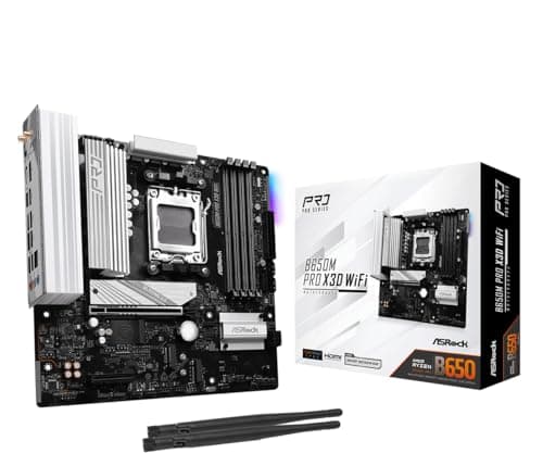 ASRock B650M Pro X3D WiFi 6E AMD AM5 Micro-ATX Motherboard, unterstützt Ryzen 9000/8000/7000 Series Prozessoren, DDR5 8000+ (OC), PCIe 5.0, 2.5G LAN, 8+2+1 Power Phase Bild 2