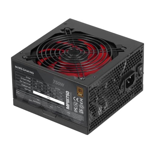 Mars Gaming MPIII750, PC ATX 750W Netzteil, 5 Jahre Garantie, 85% Wirkungsgrad, Digitales APFC System, 120 mm AI-RPM FDB Lüfter, DC und SMD Technologien, Extralange Flachkabel, Schwarz Bild 3