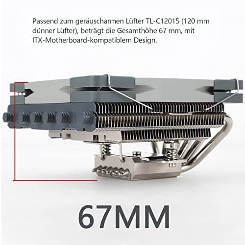 Thermalright AXP120-X67 Low-Profile-CPU-Luftkühler mit recht 120-mm-TL-C12015-PWM-Lüfter, 6 Heatpipes, 67 mm Höhe, für AMD AM4 AM5/Intel LGA 1700/1150/1151/1155/1200/1851(AXP120 X67) Bild 8