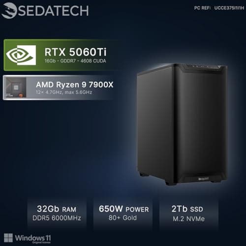 Sedatech Gaming PC • RTX 5060 Ti | AMD Ryzen 9 7900X | 32GB DDR5 | 2TB SSD M.2 | WLAN 6E | BT 5.3 | Win 11 04) Ryzen 9 7900X - RTX5060Ti (16G) Bild 4
