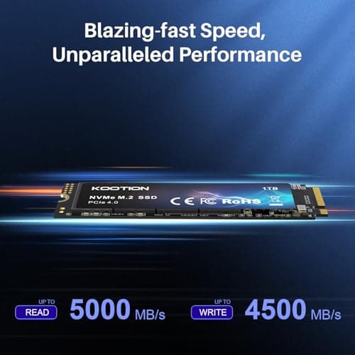 KOOTION SSD 512GB Nvme SSD PCIe 4.0 Interne Festplatte 5200MB/s Lesen, 4500MB/s Schreiben, 512 GB SSD 3D NAND Flash Interne Solid-State-Laufwerk für PS5, Programme, Gaming und Videoschnitt 512 GB X16 Bild 4
