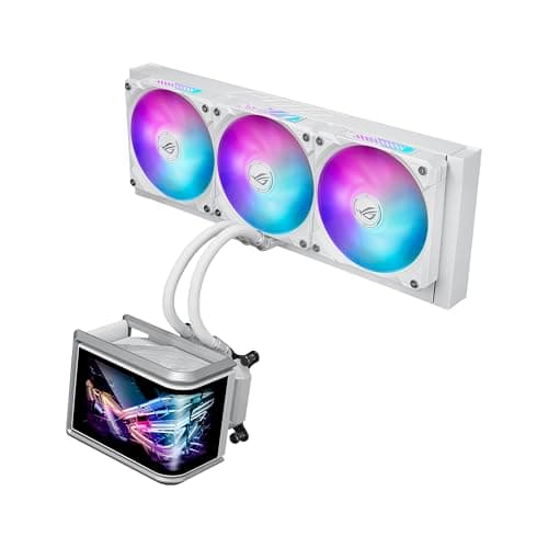 ASUS ROG Ryuo IV SLC 360 ARGB White Edition ARGB All-in-One-CPU-Wasserkühlung (6,67-Zoll-AMOLED-Display, 3D-Videos, 200mm-Schläuche, Daisy-Chain-Lüfter, Intel LGA 1851, 1700, AMD AM5, AM4, Weiß)