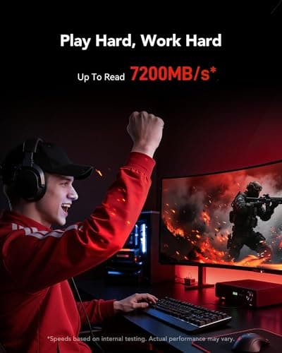 Lexar ARES 1TB SSD, M.2 2280 PCIe Gen4x4 1.4 interne NVMe-SSD. Bis 7.400 MB/s Lesen & 6.500 MB/s Schreiben. Für PS5, PC, Laptop, Gamer, Gestalter, Fachkräfte. Bild 6