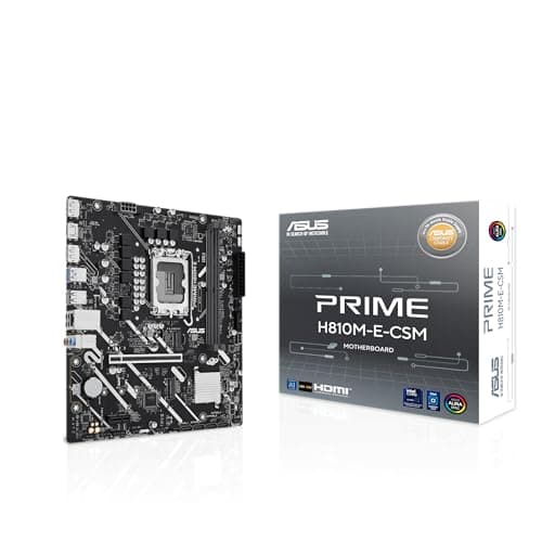 ASUS Prime H810M-E-CSM Intel H810 LGA1851 Micro-ATX Mainboard (Advanced AI PC-Ready, DDR5, PCIe 4.0, 2 x DP, HDMI, USB 5Gbps hinten, USB C 5Gbps vorne, 2 x M.2 Steckplätze, 1Gb Ethernet, Aura Sync)