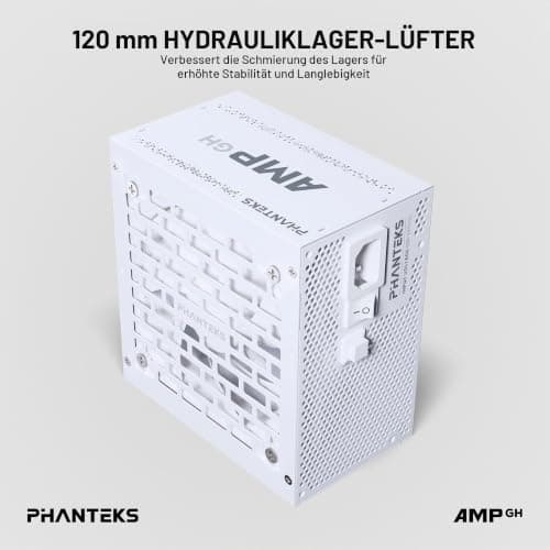 Phanteks AMP GH 850W PC-Netzteil Weiß, 850 Watt ATX-Netzteil, PCIe 5.1, ATX 3.1 PSU | 80 PLUS Gold, alle Kabel abnehmbar, leise Bild 8