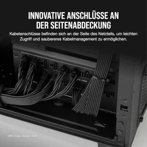 Corsair RM1000x Shift, Vollmodulares ATX-Netzteil, Modulare Seitenschnittstelle, ATX 3.1 & PCIe 5.1-kompatibel, Null-Drehzahl-Lüftermodus, 105°C-Kondensatoren, 80 Plus Gold-Effizienz, Schwarz 1000 Watts Schwarz Bild 8
