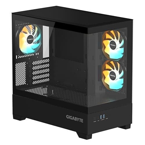 GIGABYTE C201 Panoramic PC-Gehäuse – Mid-Tower, m-ATX, Unterstützung für 360-mm-Radiator, 3 vorinstallierte Lüfter, USB 3.0, unterstützt RGB Fusion Bild 4