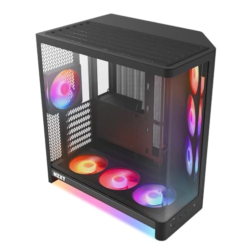 NZXT H6 RGB+ Kompaktes Dual-Chamber-ATX-PC-Gehäuse - Vorinstallierte RGB-Lüfter & Control Hub Lite - 360-mm-Radiator - Back-Connect-Ready - Nahtloses geschwungenes Glas - Schwarz Bild 2