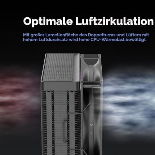 Delta A40 ARGB CPU Kühler, Leiser 120mm PWM Lüfter mit Hydraulischem Lager, 4 Kupfer Heatpipes, CPU Luftkühler für AMD AM4/AM5, Intel LGA 115X/1200/1700/1851, BK Delta A40 BK ARGB EU Bild 8