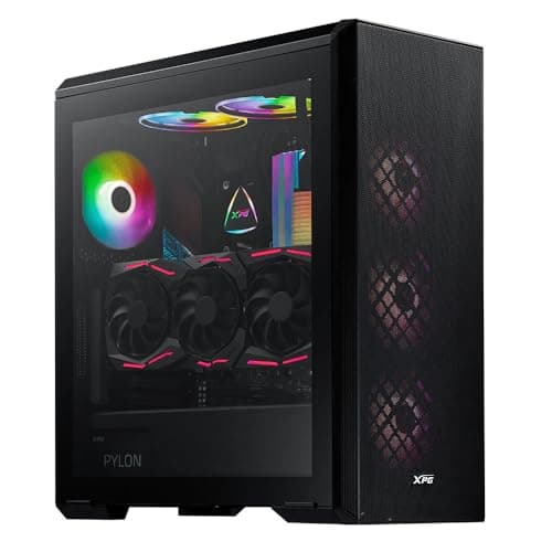 XPG Defender Midi-Tower-E-ATX-PC-Gehäuse (Magnetische MESH-Frontblende mit abnehmbarem Staubfilter, kühlender Netzteilbereich durch Perforation, 3 x XPG Vento 120 Lüfter installiert, Schwarz) Bild 8