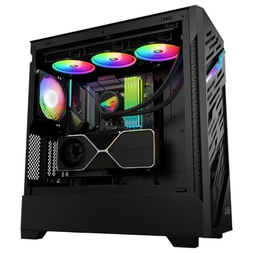 XPG STARKER AIR BTF, Mid-Tower-Airflow PC-Gehäuse, 4 vorinstallierte 120mm RGB Lüfter, gehärtete Glasschreibe, 360mm Radiatoren Bild 4