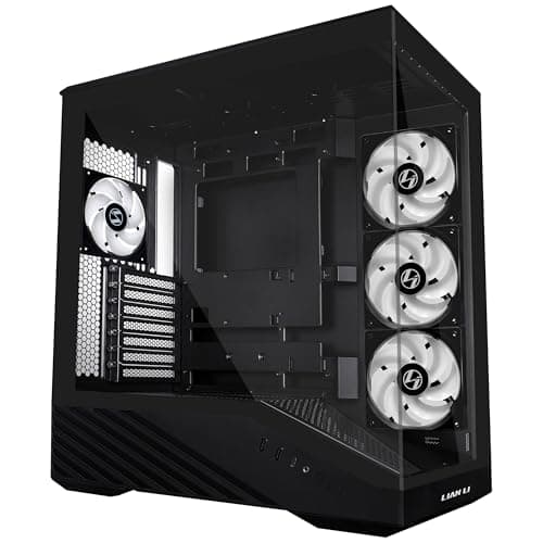 LIAN LI Vector V100 PC-Gehäuse Schwarz – ATX Midi-Tower mit Tempered Glass, RGB-Beleuchtung, 4X 120-mm-Lüfter, Platz für 360mm Radiator, GPU bis 415mm, Back Connect kompatibel Bild 4
