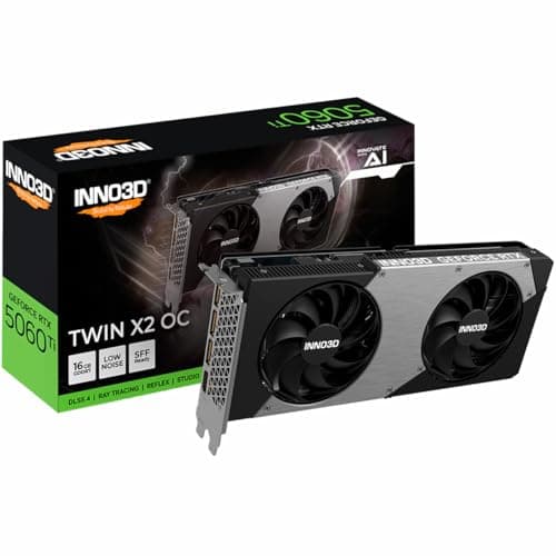 INNO3D NVIDIA GeForce RTX 5060 Ti Twin X2 OC 16GB GDDR7 Gaming Graphics Card (Dual Fan, 2 Slot, Reflex 2 RTX AI DLSS4)