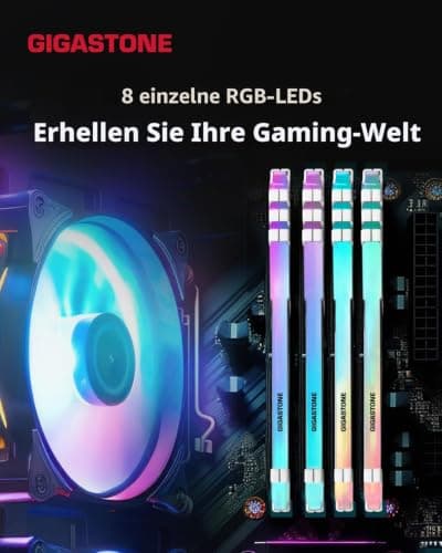 【RGB DDR4 RAM】 GIGASTONE Game Turbo 64GB Kit(4x16GB) DDR4 3200MHz PC4-25600 CL16-18-18-40 Intel XMP 2.0 AMD Ryzen 1.35V UDIMM 288Pin Nicht-ECC ungepuffert Desktop Hochleistung Arbeitsspeicher-Weiß 4x16GB Weiß DDR4 3200 MHz für Desktop Bild 6