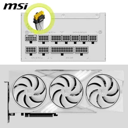 MSI MAG A1000GL PCIE5 White Netzteil, 1000 W, 80 Plus Gold, ATX 3.1, PCIe 5.1 GPU-Unterstützung, ATX-Netzteil, Modular, weiße Kabel Bild 8