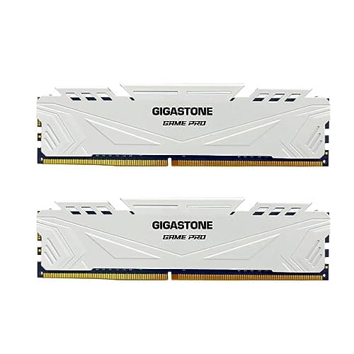 【DDR4 RAM】 GIGASTONE Game PRO 32GB Kit(2x16GB) DDR4 3200MHz PC4-25600 CL16-18-18-40 Intel XMP 2.0 AMD Ryzen 1.35V UDIMM 288Pin Nicht-ECC ungepuffert Desktop Hochleistung Arbeitsspeicher RAM-Weiß