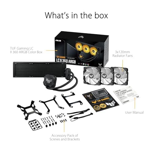 ASUS TUF Gaming LC II 360 ARGB All-in-One-Flüssig-CPU-Kühler (Aura Sync Beleuchtung, 3X TUF Gaming 120mm ARGB-Radiatorlüfter, schwarz) Bild 8