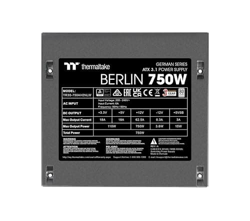 Thermaltake Berlin 750W Netzteil | ATX 3.1 | 12V-2 * 6 Pin | 80Plus Weiß Zertifiziert | geräuscharmer Betrieb | German Series (2025) Bild 4